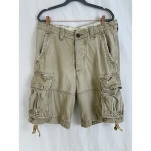 Vintage Abercrombie Fitch Shorts Mens 32 Beige Cargo Hiking Belted Heavy Outdoor